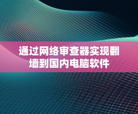 通过网络审查器实现翻墙到国内电脑软件 通过网络审查器实现翻墙到国内电脑软件