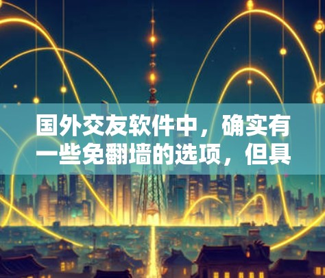 国外交友软件中,确实有一些免翻墙的选项,但具体是否允许翻墙取决于平台的设置和地区的法律依据。以下是一些可能适合你的选项 国外交友软件中,确实有一些免翻墙的选项,但具体是否允许翻墙取决于平台的设置和地区的法律依据。以下是一些可能适合你的选项
