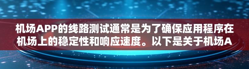 机场APP的线路测试通常是为了确保应用程序在机场上的稳定性和响应速度。以下是关于机场APP线路测试的一些关键点