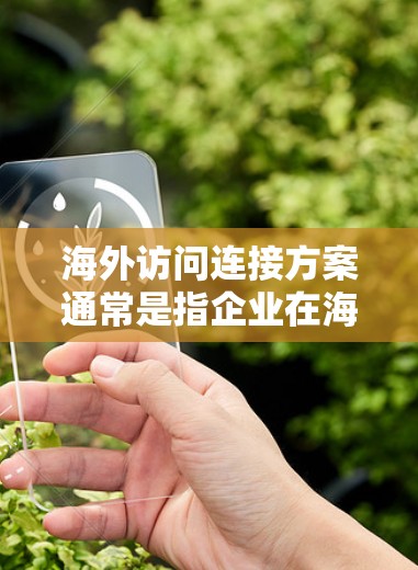 海外访问连接方案通常是指企业在海外业务中与客户进行访问操作时,需要确保访问控制、数据安全和合规性的管理方法。以下是一个通用的海外访问连接方案的结构说明,适用于不同的业务场景 海外访问连接方案通常是指企业在海外业务中与客户进行访问操作时,需要确保访问控制、数据安全和合规性的管理方法。以下是一个通用的海外访问连接方案的结构说明,适用于不同的业务场景
