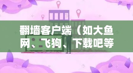 翻墙客户端(如大鱼网、飞狗、下载吧等)是通过互联网访问其他网站或资源的一种方式。快速连接翻墙客户端通常是指能够快速下载资源和访问内容的客户端。以下是一些快速连接翻墙客户端的推荐,供您参考