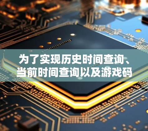 为了实现历史时间查询、当前时间查询以及游戏码获取,我们可以使用前端的RESTful API,并结合响应式设计和状态管理。以下是一个详细的方案 为了实现历史时间查询、当前时间查询以及游戏码获取,我们可以使用前端的RESTful API,并结合响应式设计和状态管理。以下是一个详细的方案